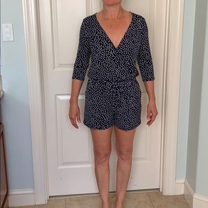 Stitch Fix Short romper navy polka dot size small